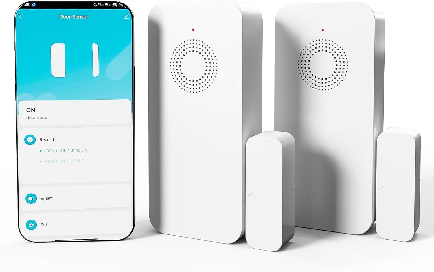 WiFi Door Window Alarm, Smart Contact Sensor with APP Alerts & Sound Light Alarm, DIY Home Security System for House, Apartment, Office (Battery Not Included)