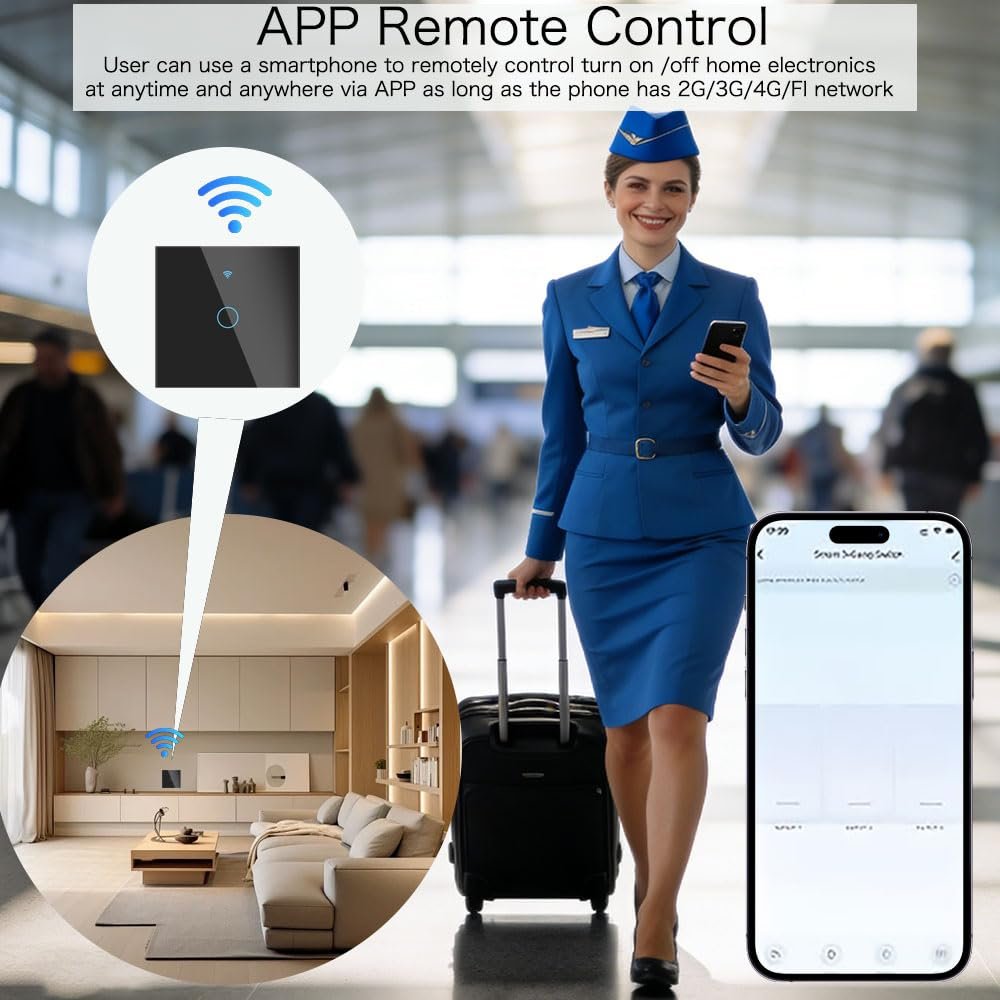 1 Pcs Smart WiFi Water Switch High-Sensitivity Touch & Voice Control – Dual Mode WiFi/Wireless, App Remote Control, Timer, Home Automation Hub, Modern Home Accessory, Highquality Touchscreen, Black