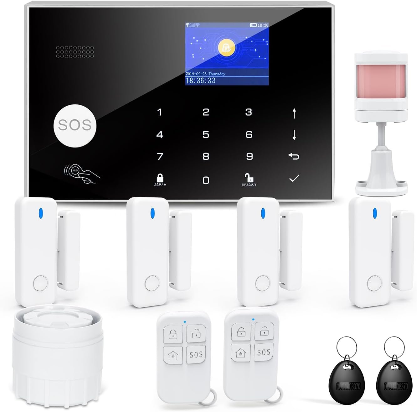 Home Security System, Wireless WiFi Tuya Smart Home Alarm System, No Monthly Fee, for Kids and Pet Safety, Compatible with Alexa and Google, for Apartment House Office, Villa(11 Pieces)