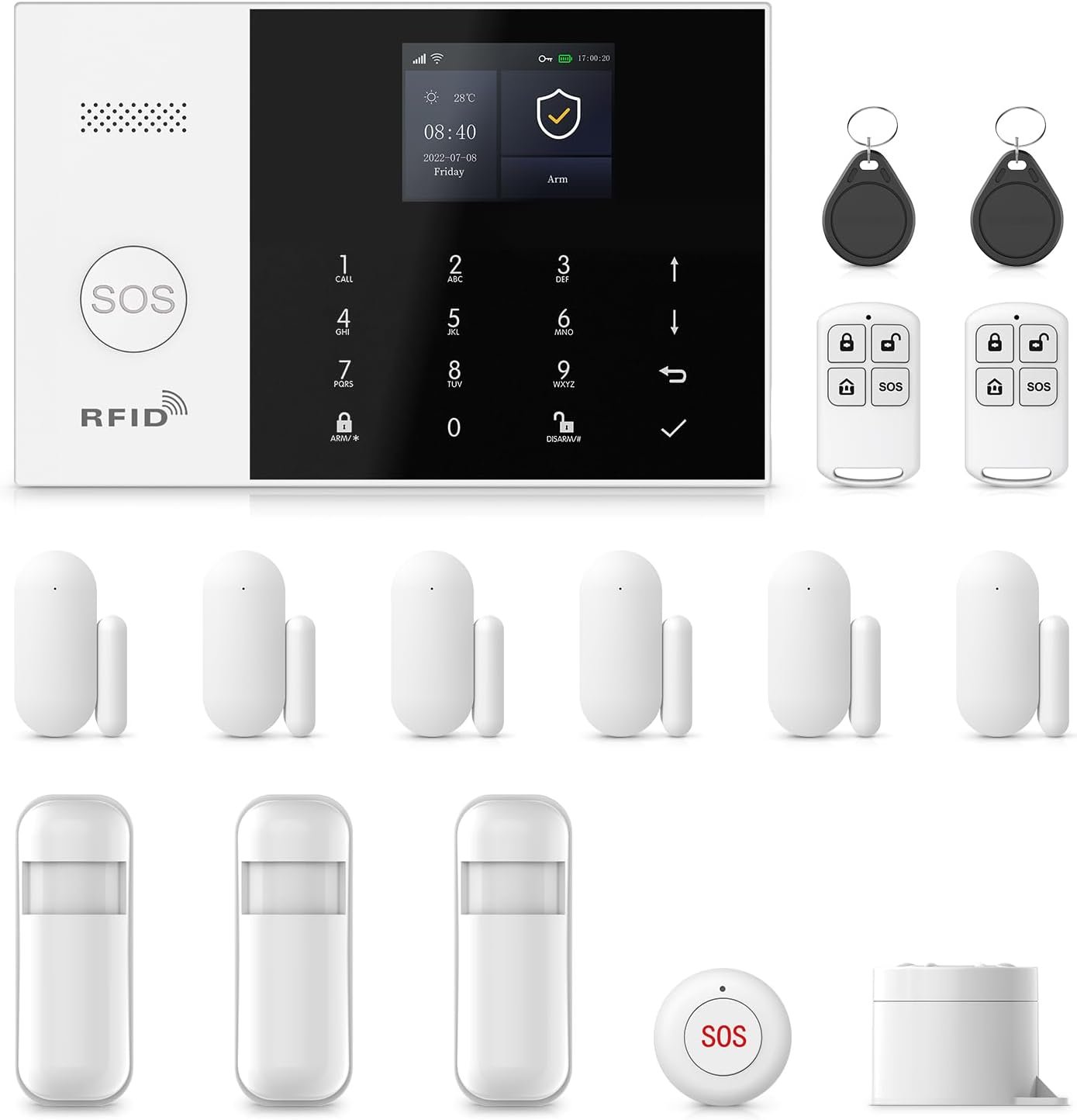 Home Alarm System Wireless,16Pcs WiFi+4G with Phone App & Remote Control Alarm System,Door/Window Sensors,Motion Detectors,for Smart Life or Tuya APP,Compatible with Alexa NO Monthly Fees