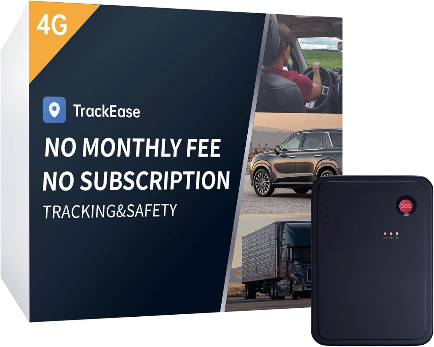 GPS Tracker for Vehicles, No Monthly Fee, No Subscription, Real-Time GPS, 120-Days Long Battery Life, 4G SIM Card and Data Included, Trip History, GeoFence, Driving Alerts, Magnectic, Global Coverage