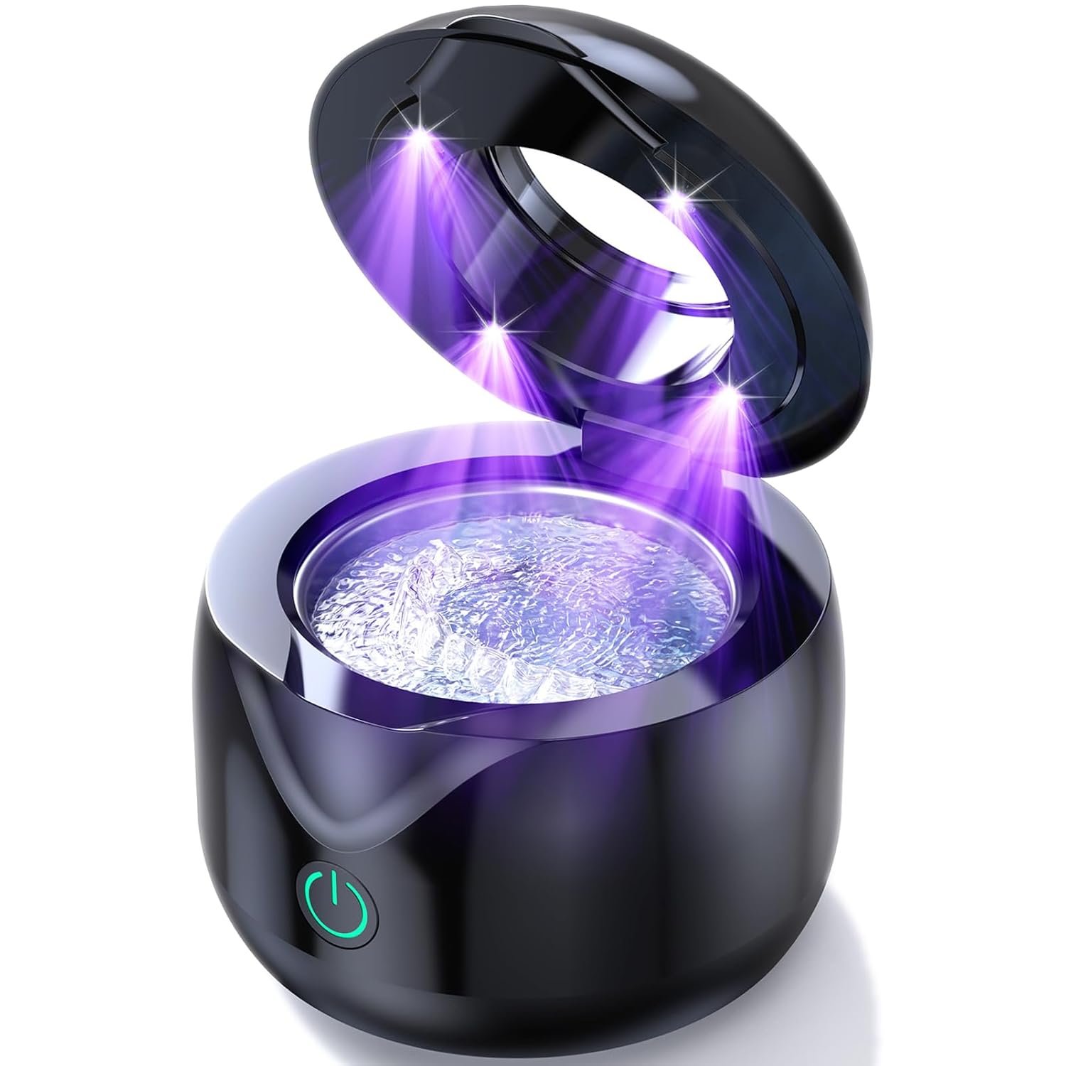CXRUY Ultrasonic Retainer Cleaner – UV Dental Cleaning Pod Night Guard Cleaner for Dentures, Aligner, Braces, Toothbrush Heads, Jewelry (Black)