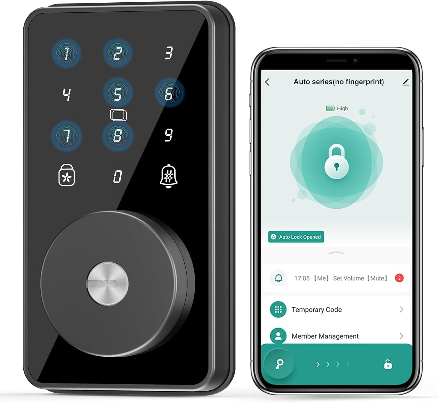 Smart Lock, 4-in-1 Keyless Entry Door Lock for Front Door, 6 Digital Code Door Lock with Keypad, Bluetooth Smart Deadbolt, App Control
