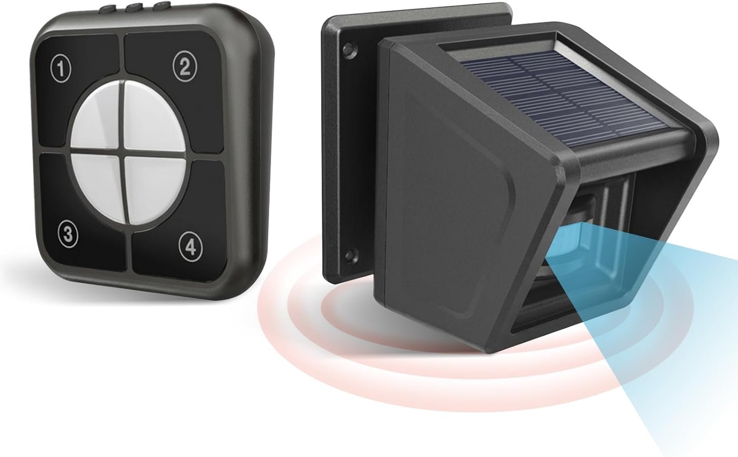 Solar Wireless Driveway Alarm – 1/2 Mile Long Range IP65 Weatherproof, Microwave & Infrared Dual Detection to Reduce False Alarms, DIY Home Security Alert System for Indoor/Outdoor Property (1R1S)