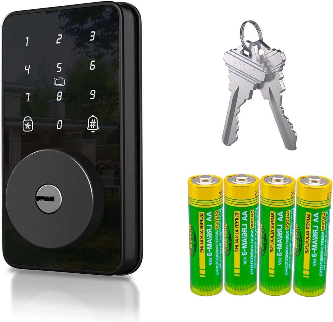 Keyless Entry Door Lock with Keypad, Biquole Smart Deadbolt Lock for Front Door with 2 Keys, Electronic Keypad Deadbolt, Auto-Locking | One-time Codes | Easy Installation | IP53 Waterproof