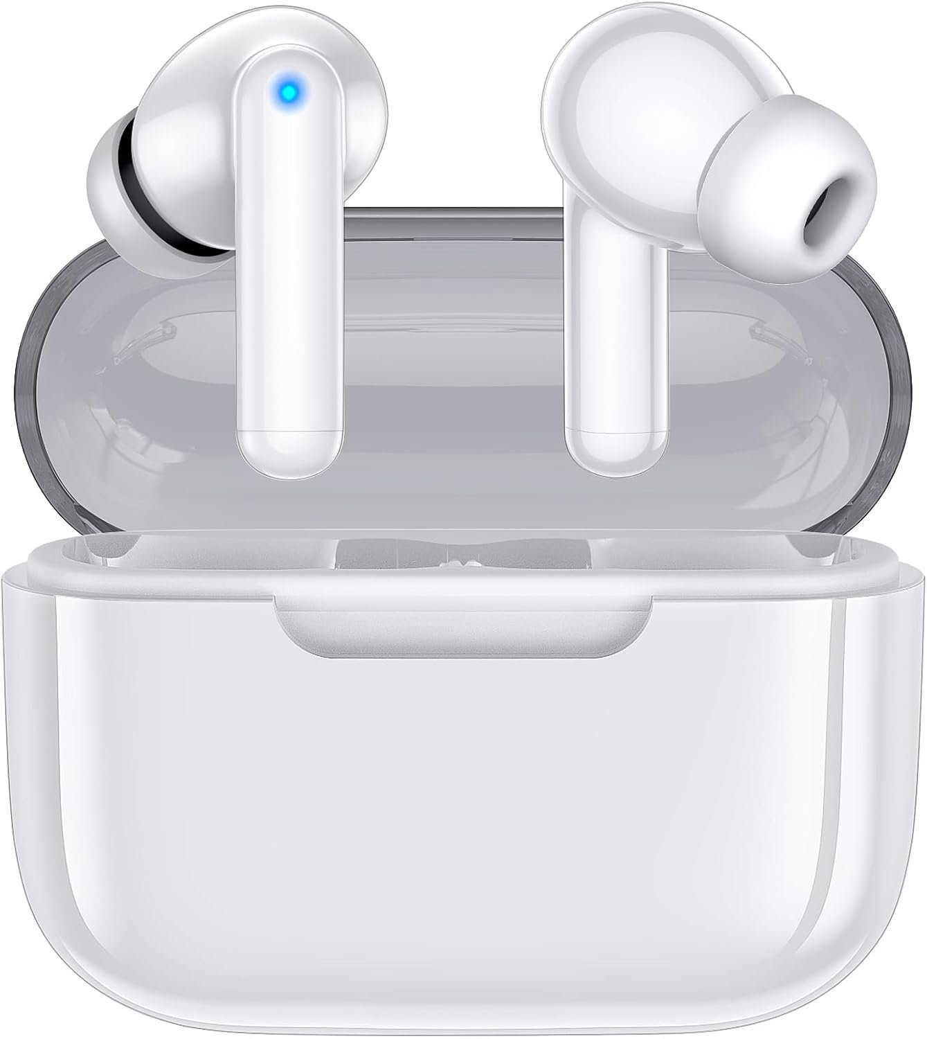 kurdene Wireless Earbuds, Bluetooth 5.3 in Ear Buds Light Weight Headphones with Deep Bass Sound,48 Hours Playtime Headset,Clear Calls Earphones with Mics for Sports Workout White