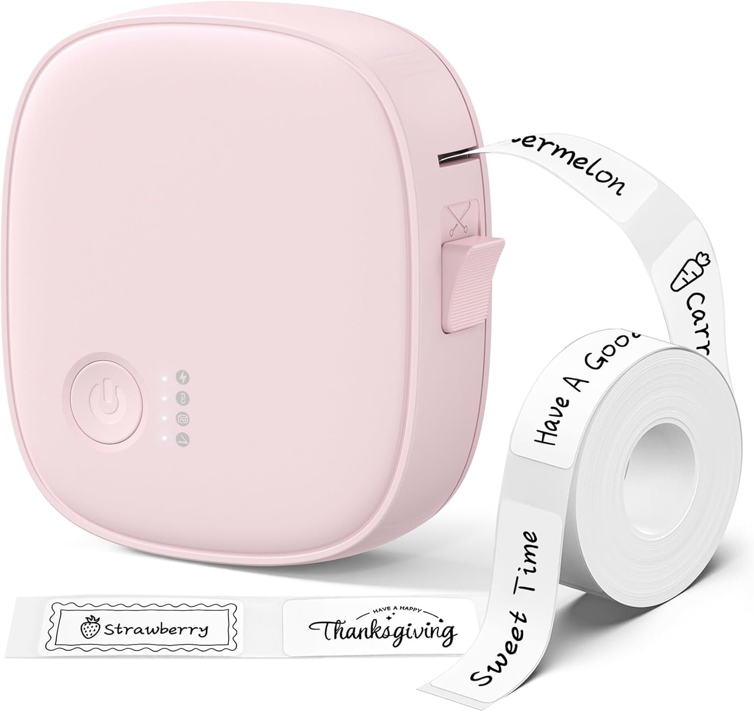 Mini Label Maker Machine with Tape AH-P05 – Portable Bluetooth Mini Label Printer, Wireless Thermal Label Maker, Waterproof & Rechargeable, Built-in Cutter, for Home, Office, Kitchen – Pink