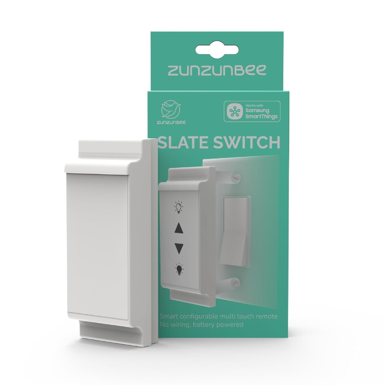 Slate Switch – Zigbee 3.0 Smart Wall Button Remote, Works with SmartThings, 8 Programmable Touch Buttons, Battery Powered, Includes Temperature Sensor