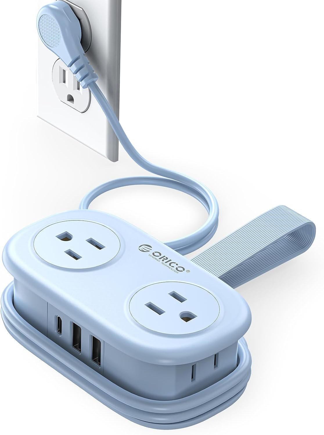 Cruise Approved Travel Power Strip with USB C, ORICO 4 Outlets 3 USB Ports (1 USB C) with 4FT Wrapped Short Extension Cord Small Power Strip, Non Surge Protector for Travel, Cruise Ship-AP3