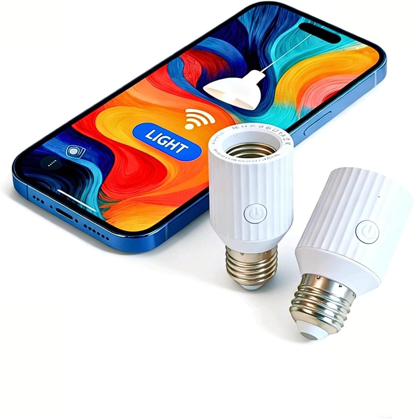 LoraTap Smart Wi-Fi Light Bulb Socket Adapter, Voice for Alexa/Google, Smart Life App Group & Timer, 60W Max, Incandescent Compatible, E26/E27, 2 Pack