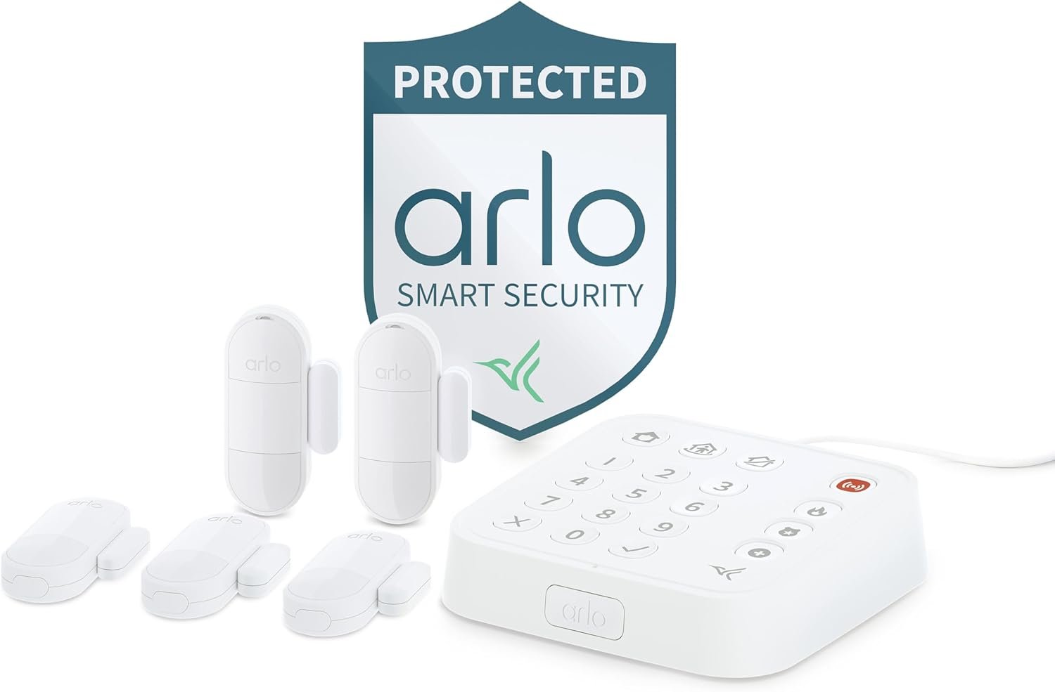 Arlo Home Security System – Alarm System with Wired Keypad Sensor Hub, 5 8-in-1 Sensors & Yard Sign – No Contract Required – DIY Installation – White, SS1501