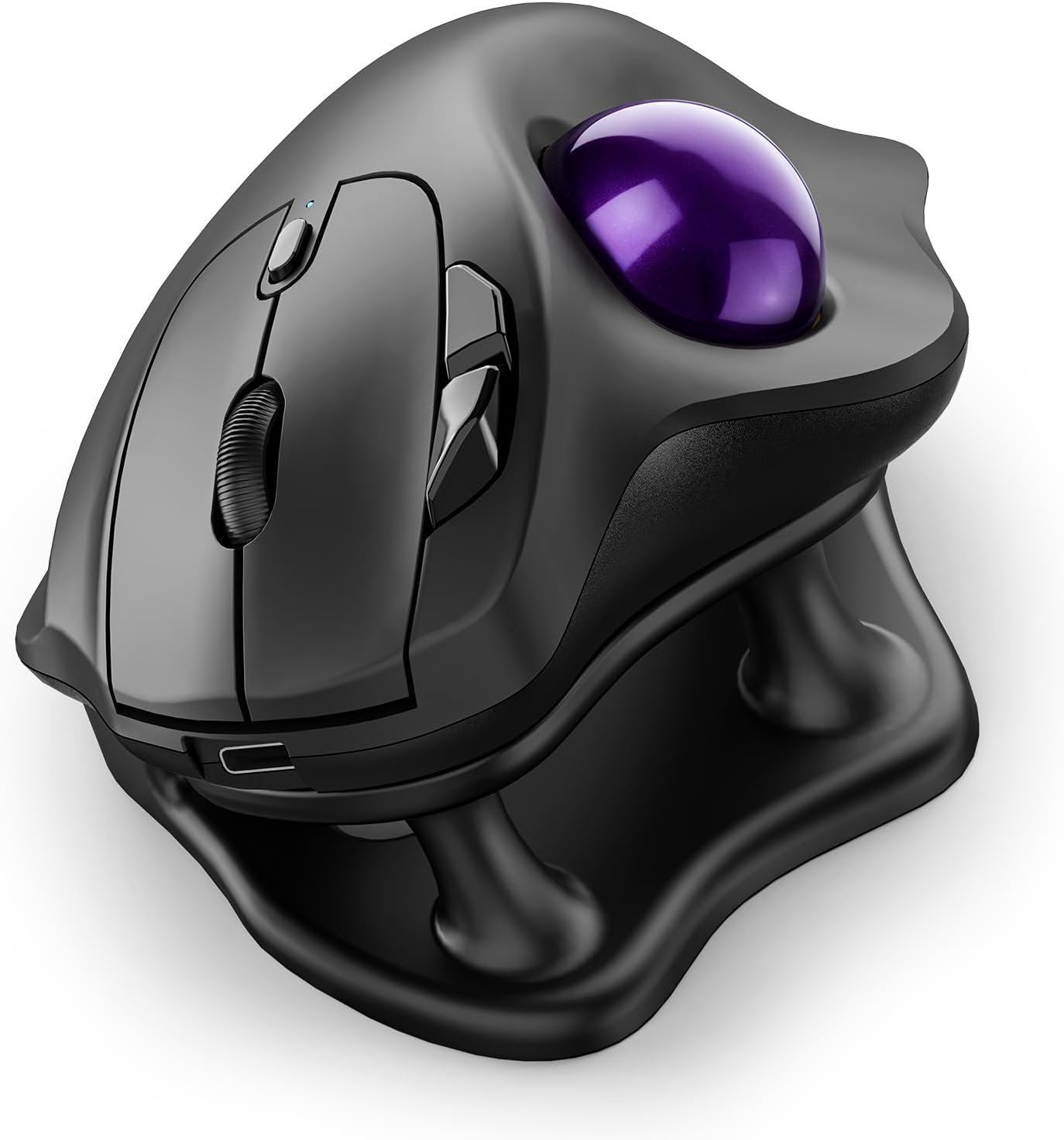 Nulea M511 Wireless Trackball Mouse, Rechargeable Ergonomic Thumb-Control Mouse with Tilt Stand, Smooth & Precision Tracking, 3 Device Connection (Bluetooth or USB Receiver), for PC/Mac/Laptop-Purple