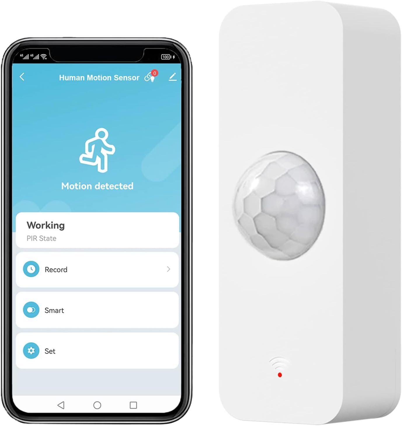 WiFi Motion Sensor, Smart Motion Detector for Home Security, Wireless Motion Sensor App Remote Monitor, Voice Command Compatible with Alexa. 1 Pack