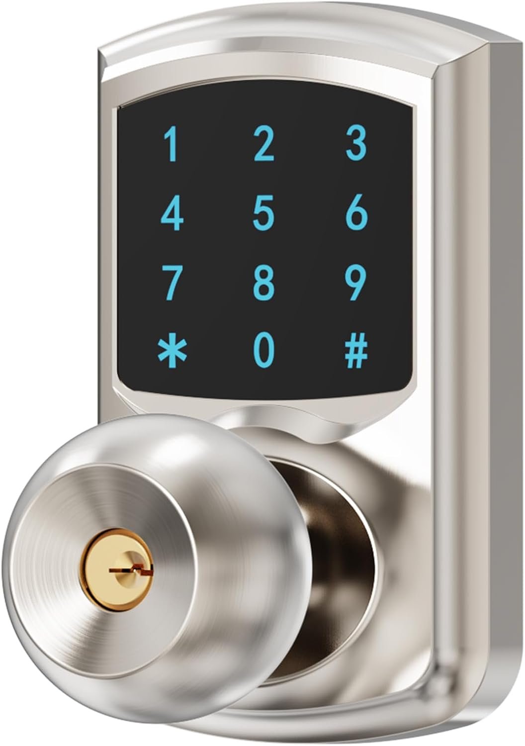 Hidalife Keyless Entry Door Lock with Code, Keypad Door Lock with Handle, Touchscreen Digital Lock with Keypad for Front Door, Auto-Lock, Satin Nickel