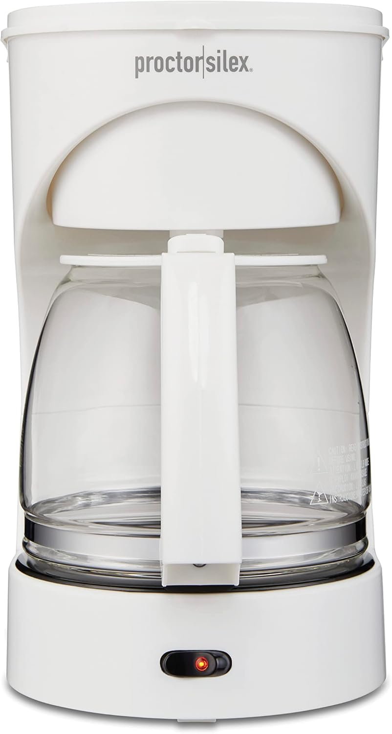 Proctor Silex 12-Cup Coffee Maker, Works with Smart Plugs That Are Compatible with Alexa, Auto Pause and Serve, White (43501PS)