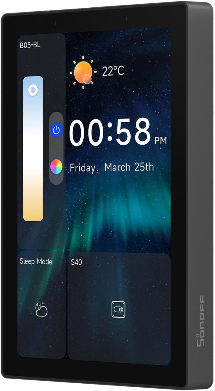 SONOFF NSPanel Pro 120 Smart Control Panel, 4.7-inch Screen, Zigbee Gateway, Home Assistant Integration, Smart Thermostat, Security Scenes, Works with Alexa, Google, Apple.