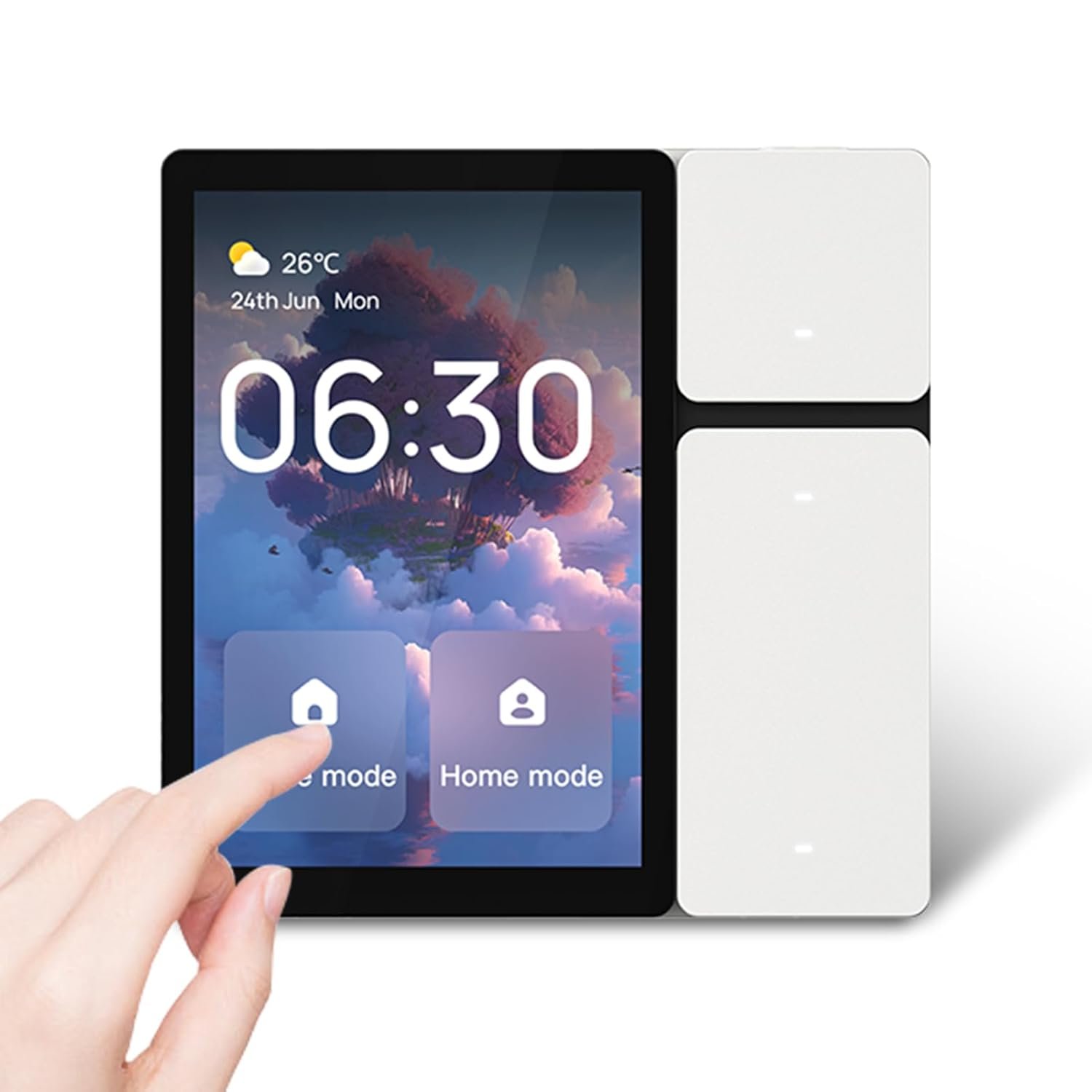 Smart Home Control Panel 3.5 Inch Touchscreen with Built in IR and Voice Assistant All in One App Control for Home and Office White 9x9x4.5cm
