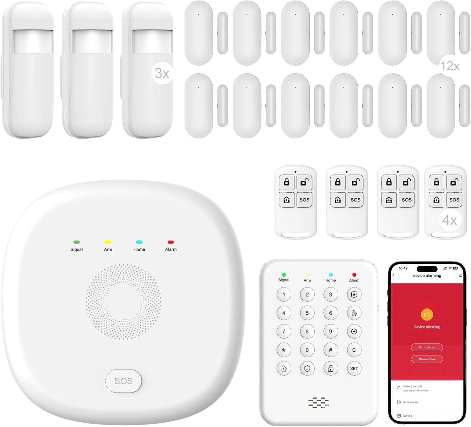 Alarm System for Home Security – Wireless Home Burglar Security System, Expandable, Standalone Keypad, Door/Window Sensors & Motion Detectors & Remote, App Alerts, No Monthly Fee, Alexa Compatible