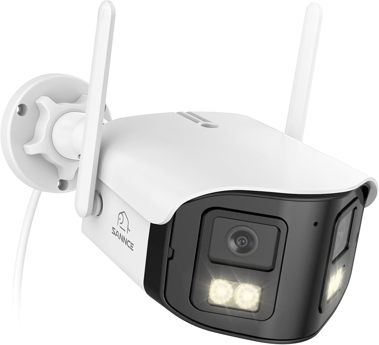 SANNCE 4MP Dual Lens Security Camera – 170° Ultra-Wide Angle, Full Color Night Vision, 2-Way Audio, Human Detection Surveillance Camera, 2.4/5GHz Wi-Fi 6, IP66 Weatherproof(Without MicroSD Card)