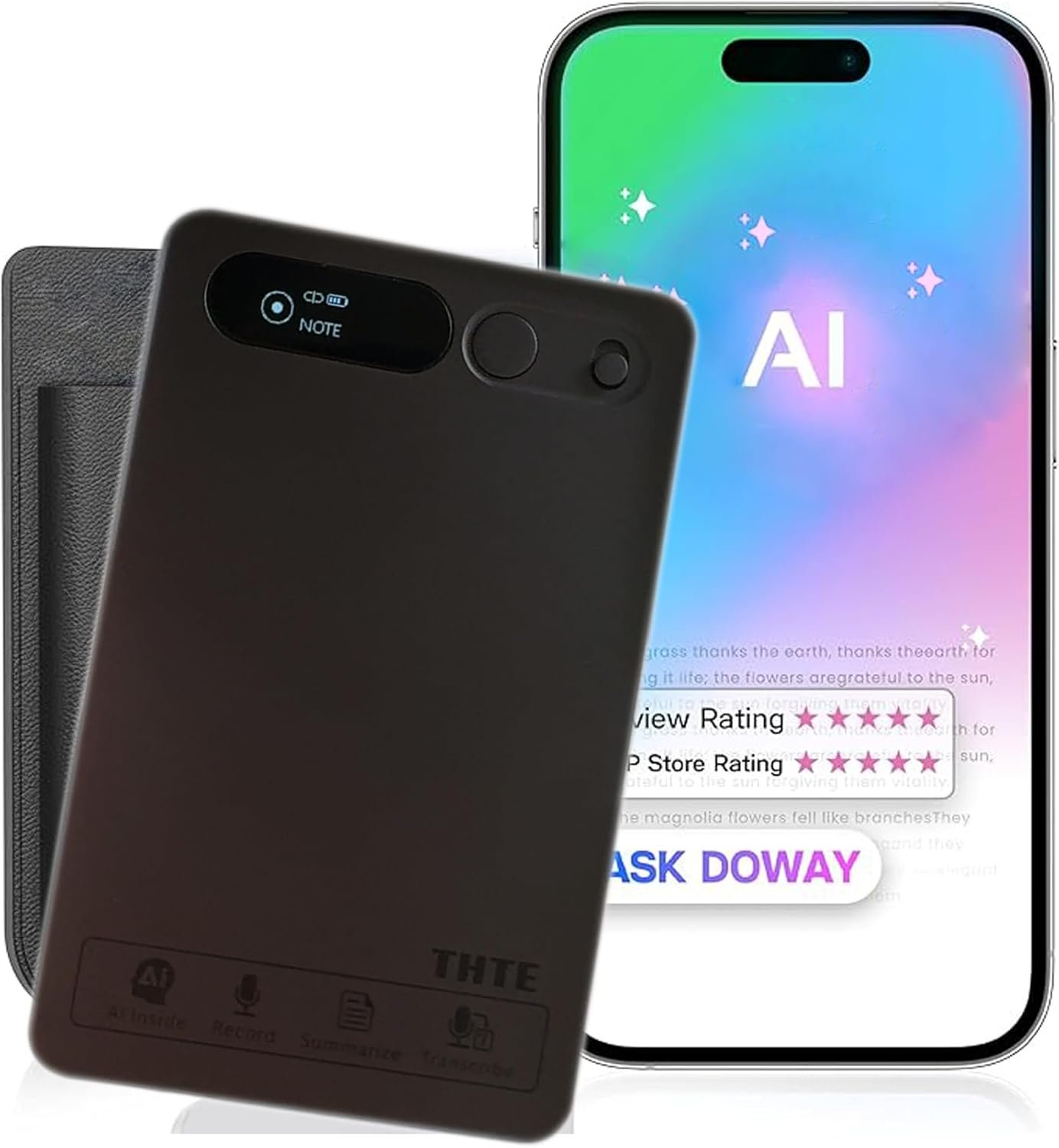 AI Voice Recorder, Voice Recorder w/Case Display Haptics, Transcribe & Summarize&Translate with AI Technology, 118 Languages Support, 64GB, Audio Recorder for Lectures, Meetings, Calls, Black