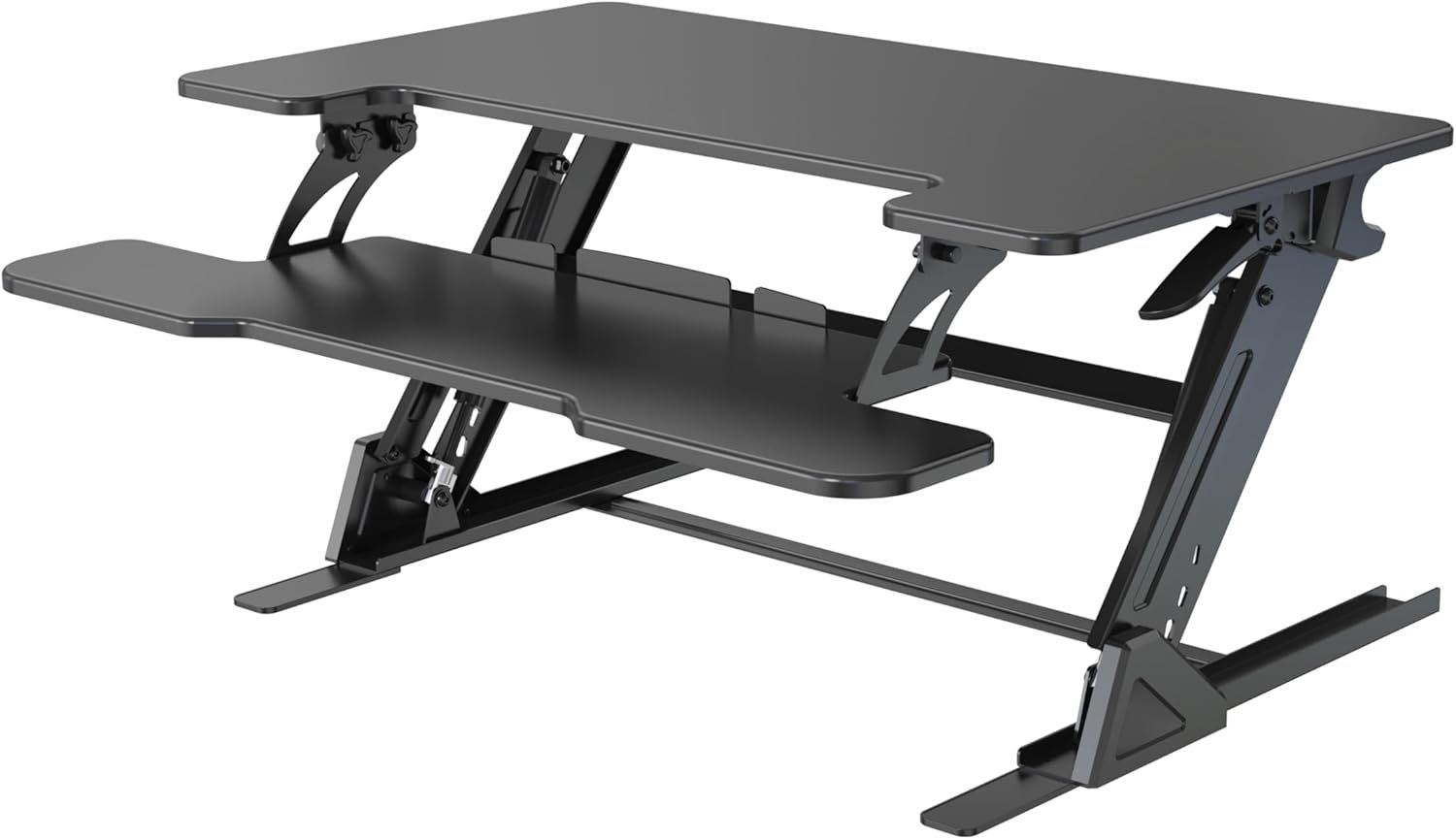 Standing Desk Converter 32 x 24 Inches – Height Adjustable Sit to Stand Riser with Keyboard Tray, Ergonomic Workstation for Home Office, Black