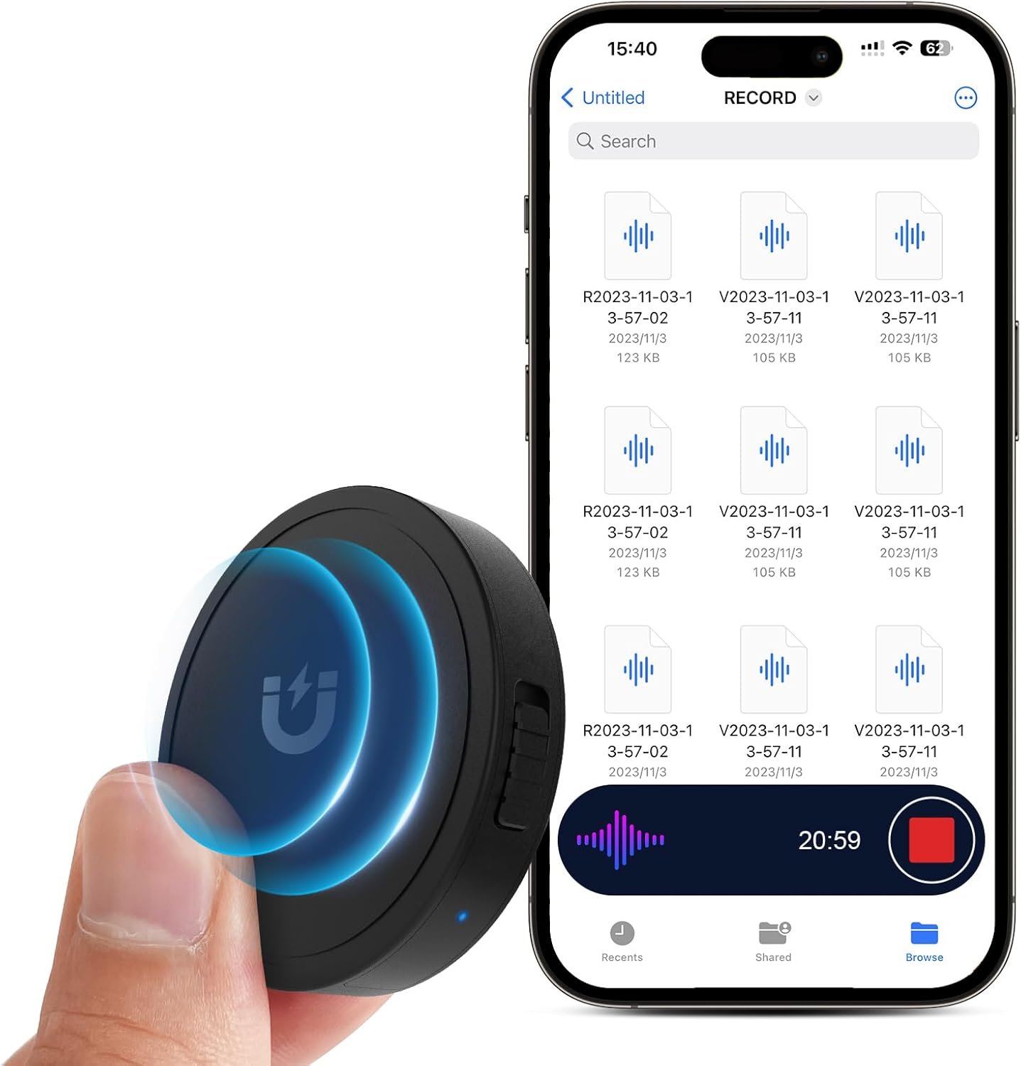 132G (9800 Hour) Voice Activated Recorder – Elasound Voice Recorder with AI-Intelligent Triple Noise Reduction, Portable Audio Recorder for Work, Lectures,100H Continuous Recording Device