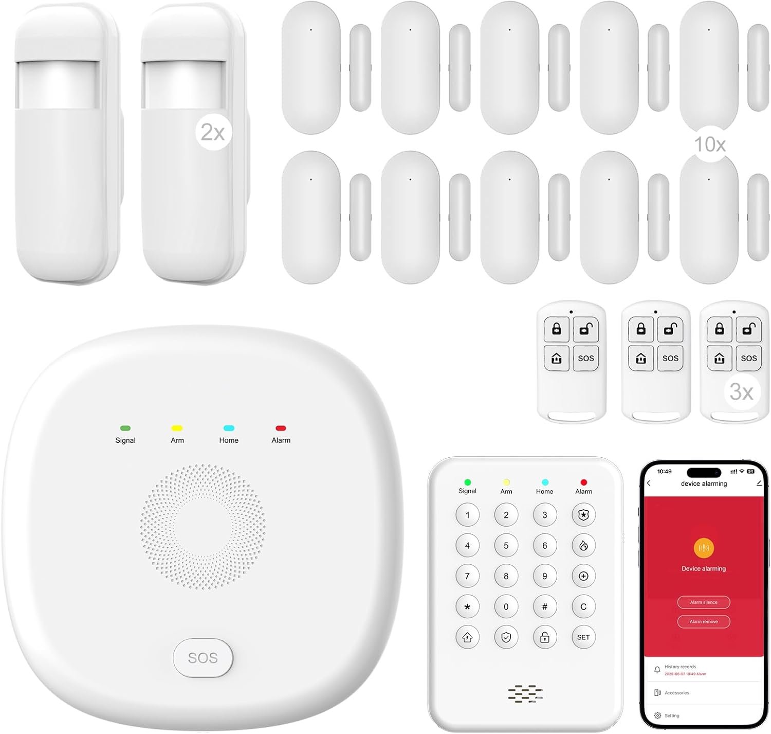 WiFi Wireless Home Security System – Smart Home & Business Alarm System, Expandable, Standalone Keypad, App Alerts, No Monthly Fee, Alexa Compatible, Door/Window Sensors & Motion Detectors & Remote