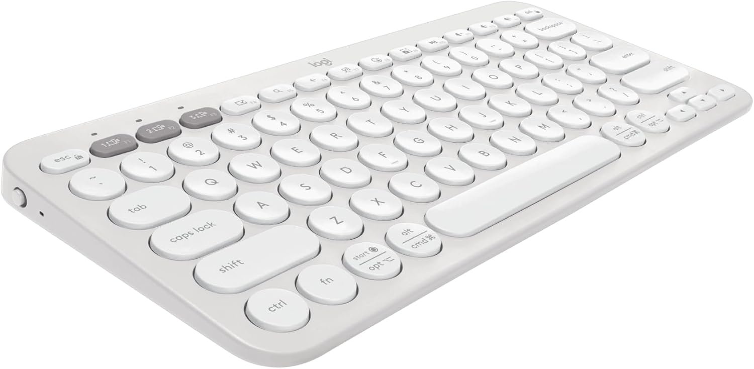 Logitech Pebble Keys 2 K380s, Multi-Device Bluetooth Wireless Keyboard with Customizable Shortcuts, Slim and Portable, Easy-Switch for Windows, macOS, iPadOS, Android, Chrome OS – Tonal White