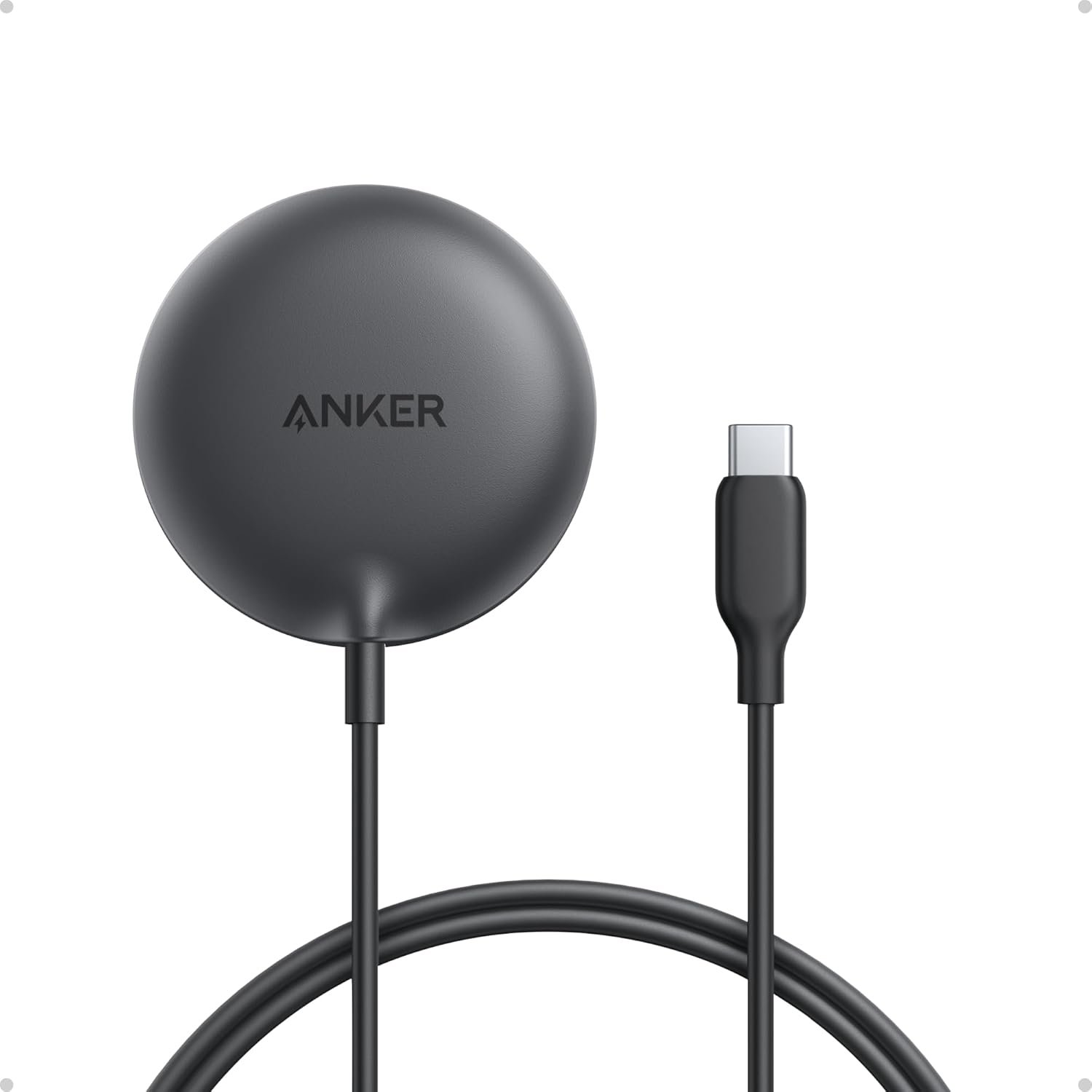 Anker Zolo Magnetic Wireless Charger, Qi2 Certified 15W MagSafe-Compatible Wireless Charging Pad, for iPhone 17/16/15/14/13/12 Series, AirPods, and More (1 Pack, Not for Pixel, Adapter Not Included)