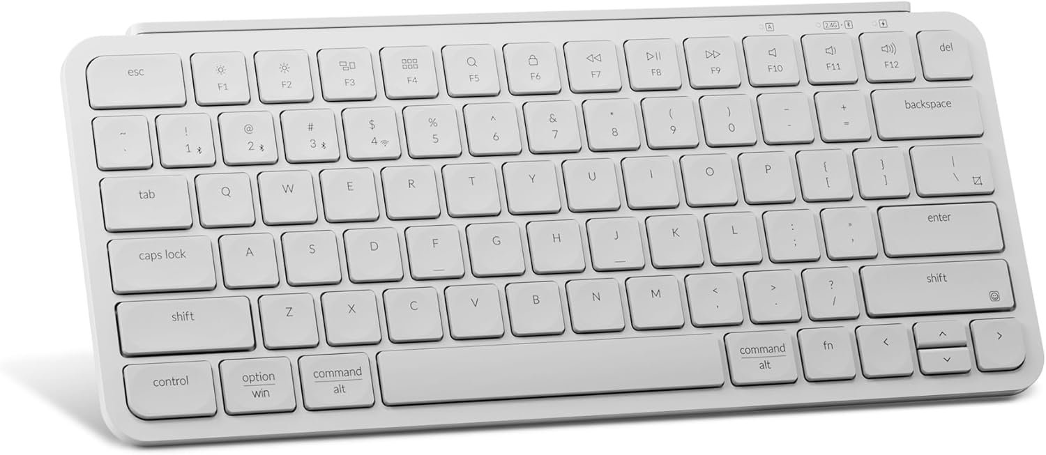 Keychron B1 Pro Ultra-Slim ZMK/Launcher Wireless Bluetooth 2.4 GHz/Wired Connection Keyboard for Mac Windows Linux – White