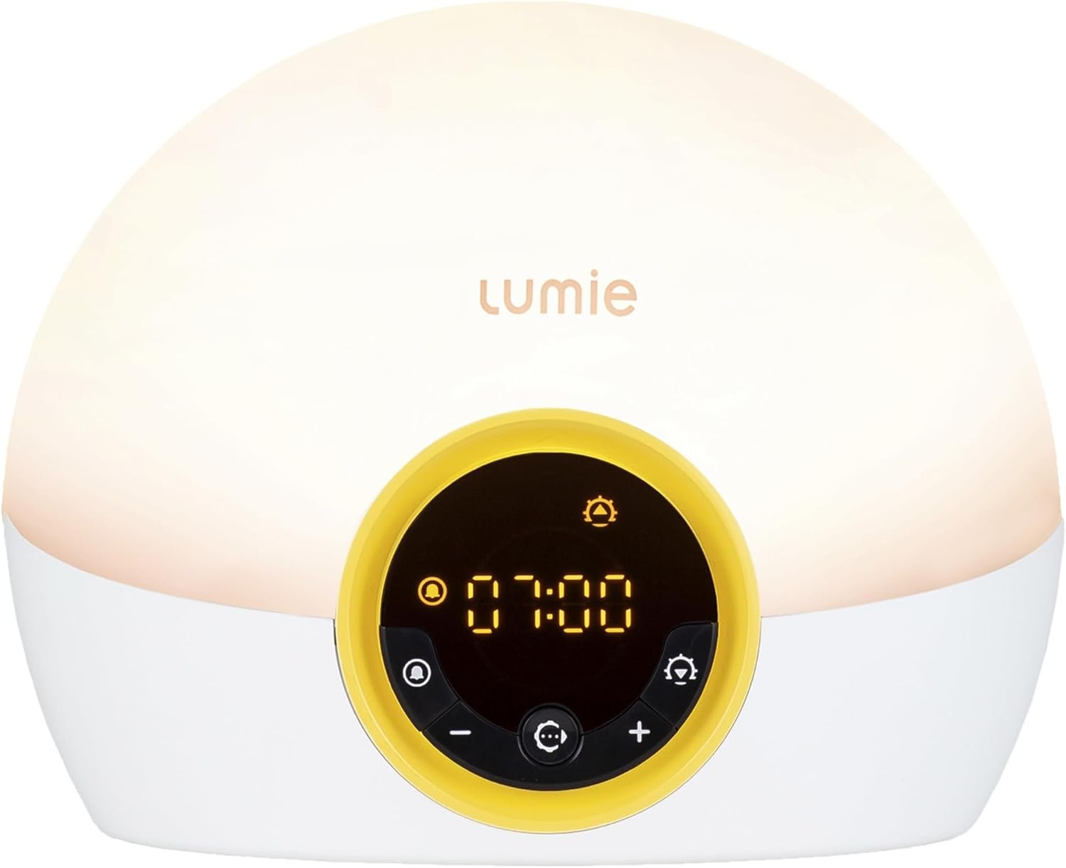 Lumie Bodyclock Rise 100 – LED Wake-Up Light Alarm Clock with Realistic Sunrise and Sunset, Dimmable, White/Yellow
