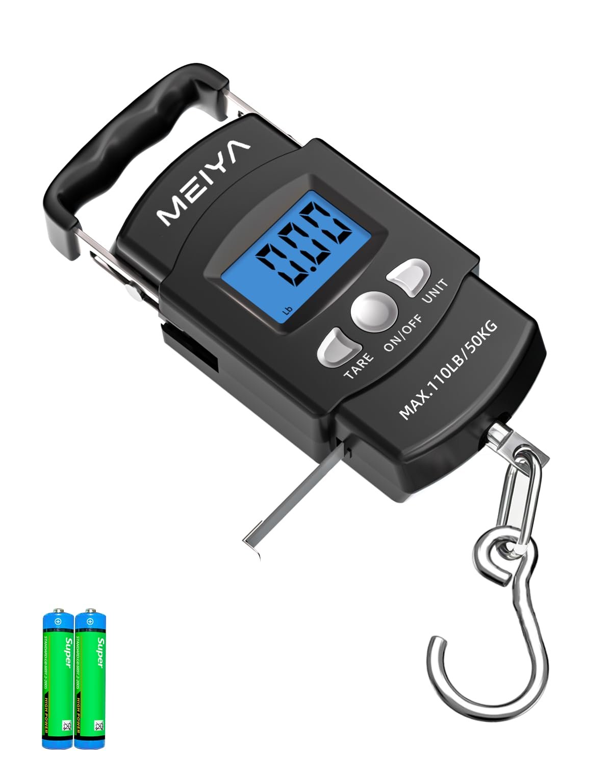MEIYA Digital Fish Scale & Fishing Scale with Comfortable Handle – 110lb/50kg High-Accuracy Fishing Gear, Professional Fishing Gifts for Men, Comfort-Grip Hanging Scale for Large Fish, Luggage