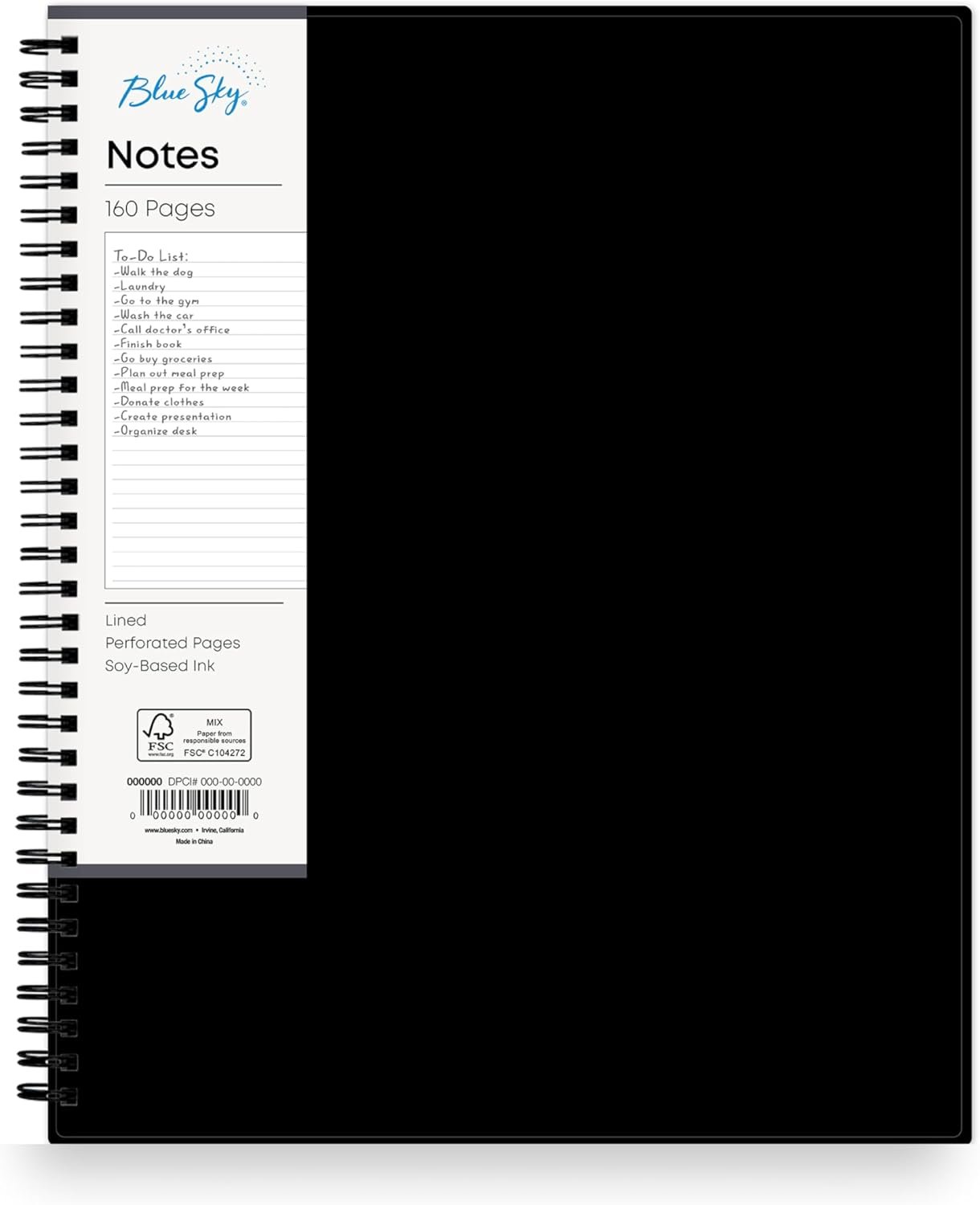 Blue Sky Smart Notes Professional Notebook, Wire-O Binding, 8.5″ x 11″, Black (14713)