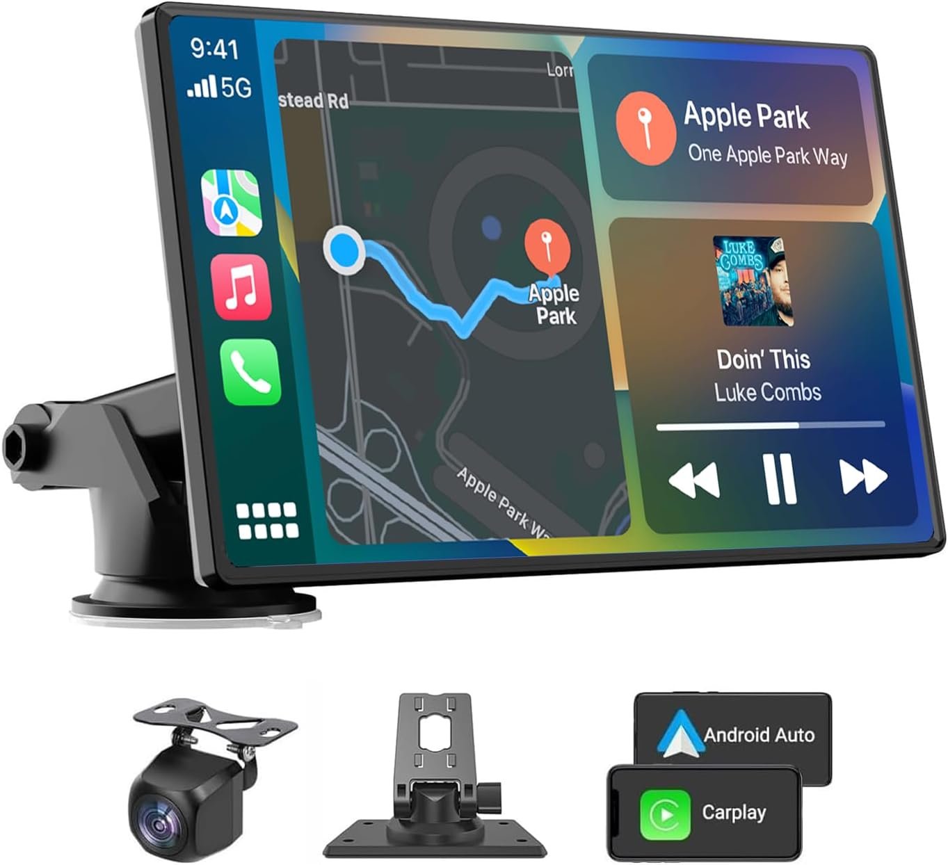 2026 Enhanced Carplay Screen for Car – 7″ HD Portable Carplay & Android Auto with Bluetooth, HD Backup Camera, GPS Navigation, Siri, FM Radio, AUX, and Mirror Link – Compatible with All Vehicles