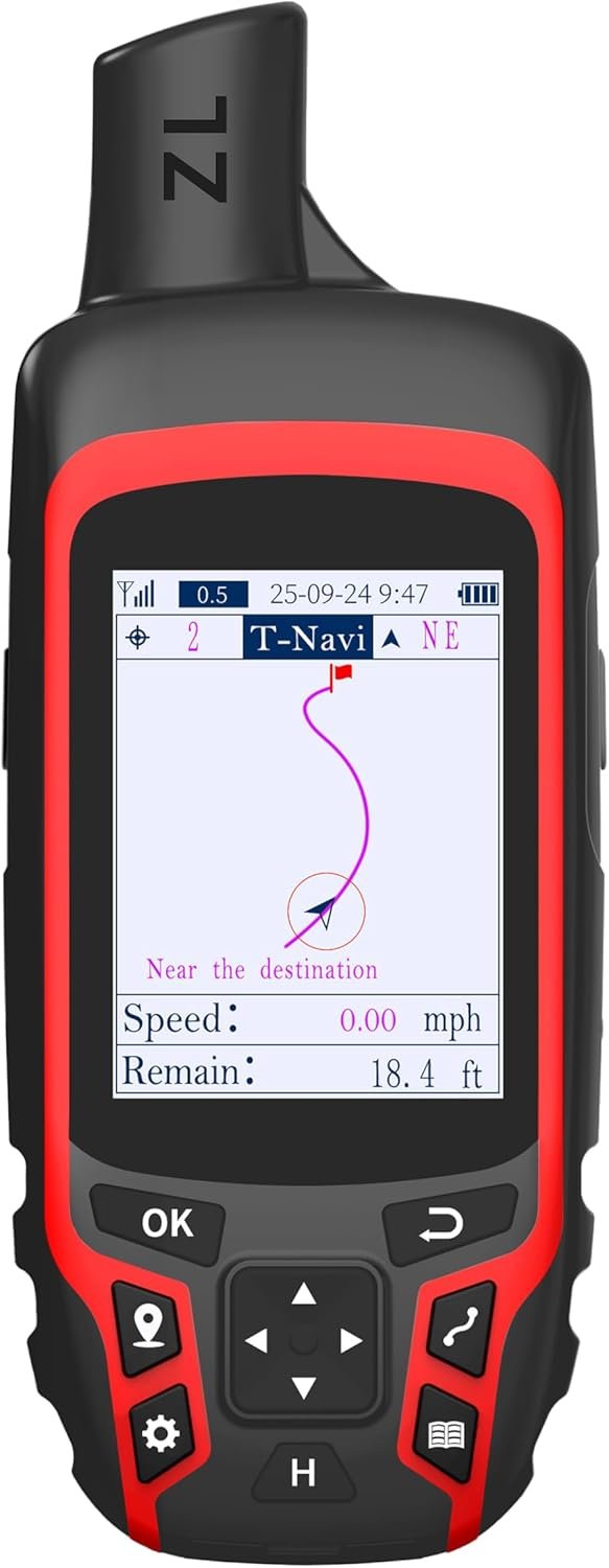 A6 Handheld GPS for Hiking, Rugged Waterproof GPS Navigator with 20 Hrs of Battery Life, 2 Navigation Mode, 2.4″ Color Display and GPS Compass, Moon Phase Information