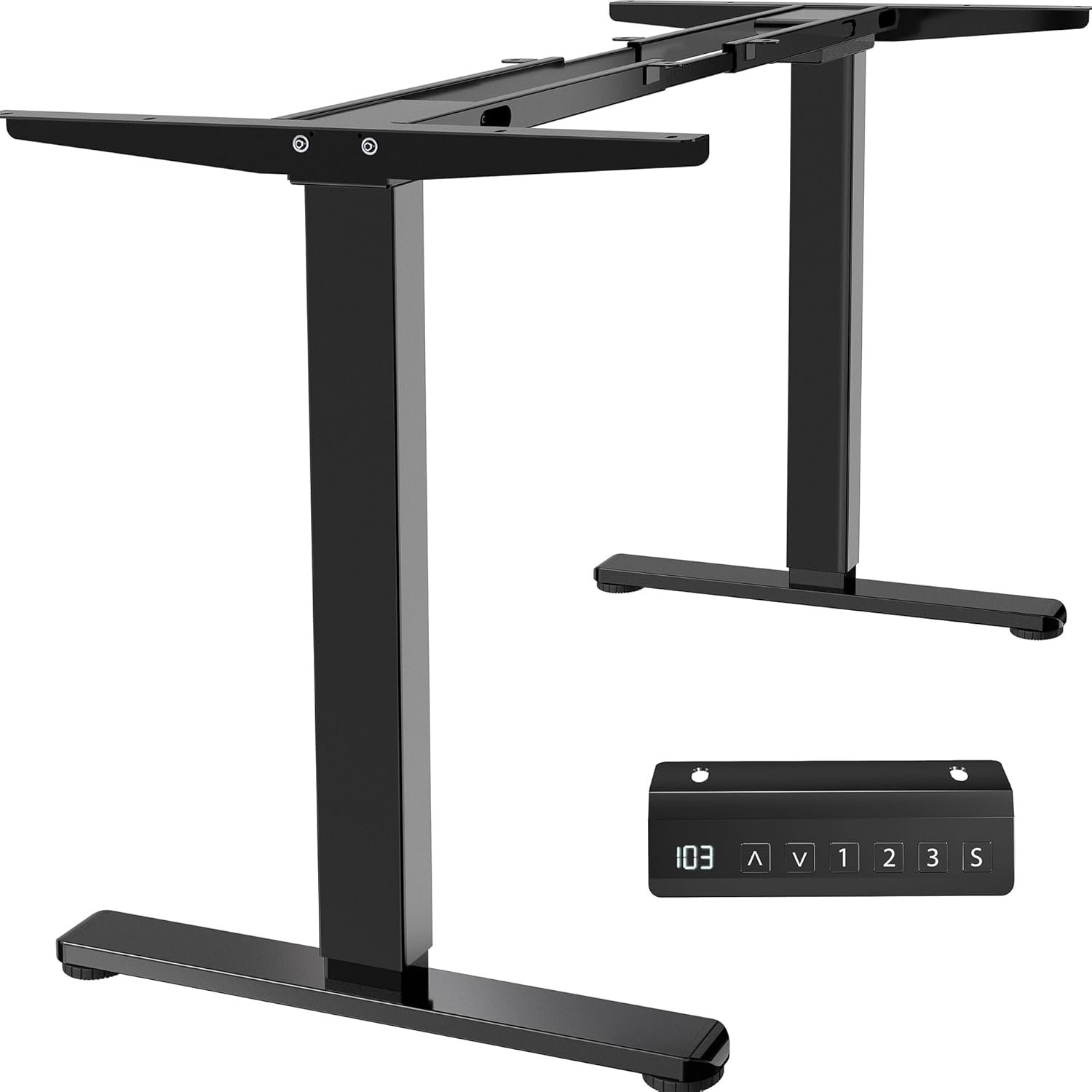 VIVO Heavy Duty Dual Motor Electric Sit Stand Desk Frame, 220 lbs Capacity up to 77″ x 43″ Tops, Memory Controller Height Adjustable Frame Only, Black, DESK-E-200B