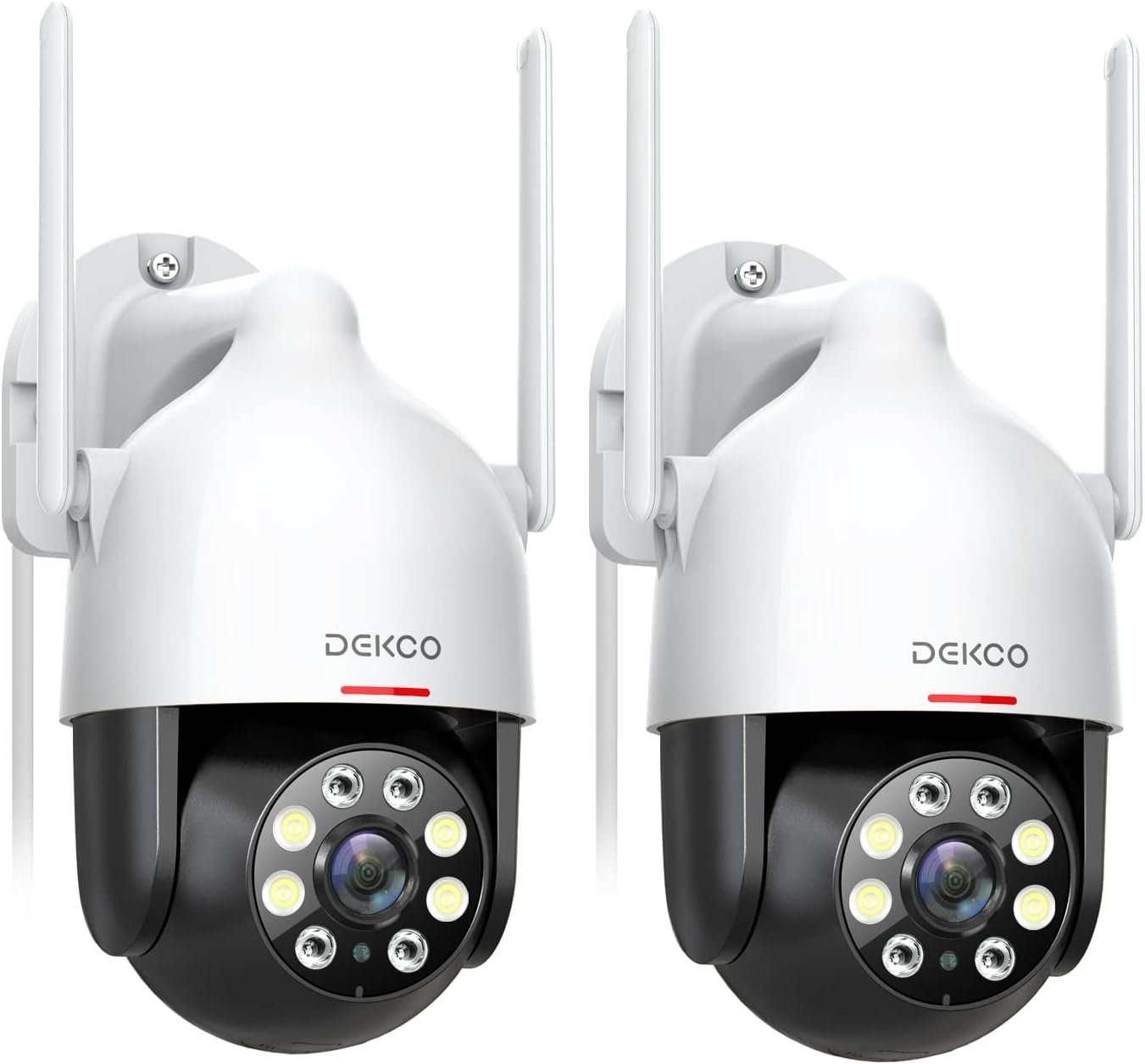 DEKCO 2Packs, 2K WiFi Outdoor Security Cameras Pan-Tilt 360° View, 3MP Surveillance Cameras with Motion Detection and Siren, 2-Way Audio, Full Color Night Vision, Waterproof