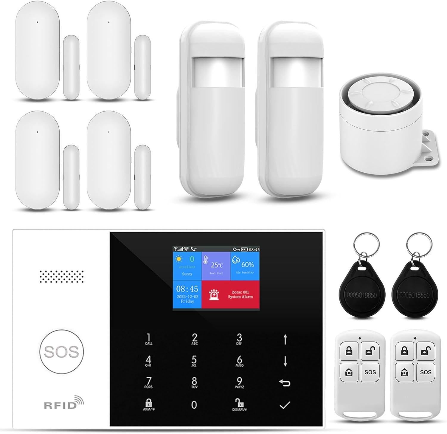 PGST WiFi Wireless Home Alarm System – 2025 Home Security System, 10-Minute Installation, 4 Door & Window Sensors + 2 Motion Sensors, APP Remote Control, Compatible with Alexa, No Monthly Fee