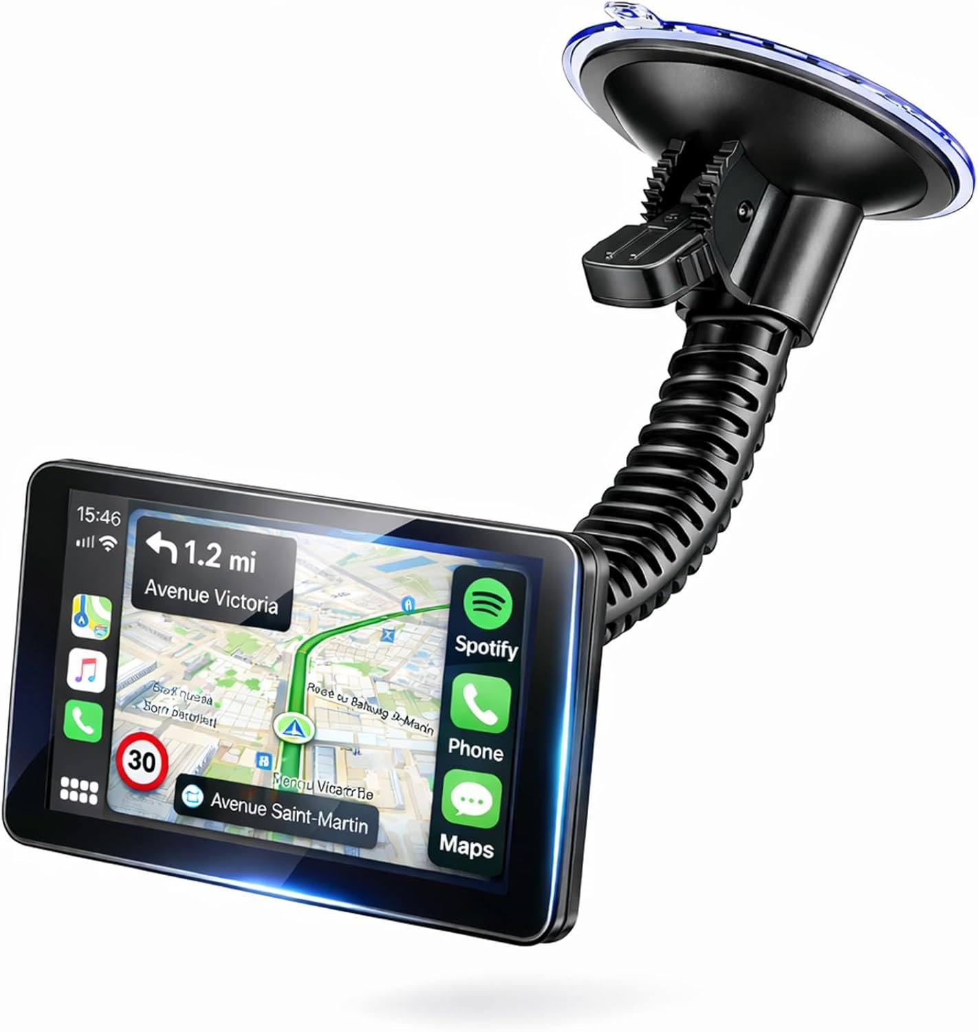 1Zero Heavy-Duty Car Truck Suction Mount for CarPlay Screen, Compatible with 7–11 Inch Car Play Screens & GPS Navigation, Adjustable Windshield Holder, Easy Install & Quick Release CarPlay Mount