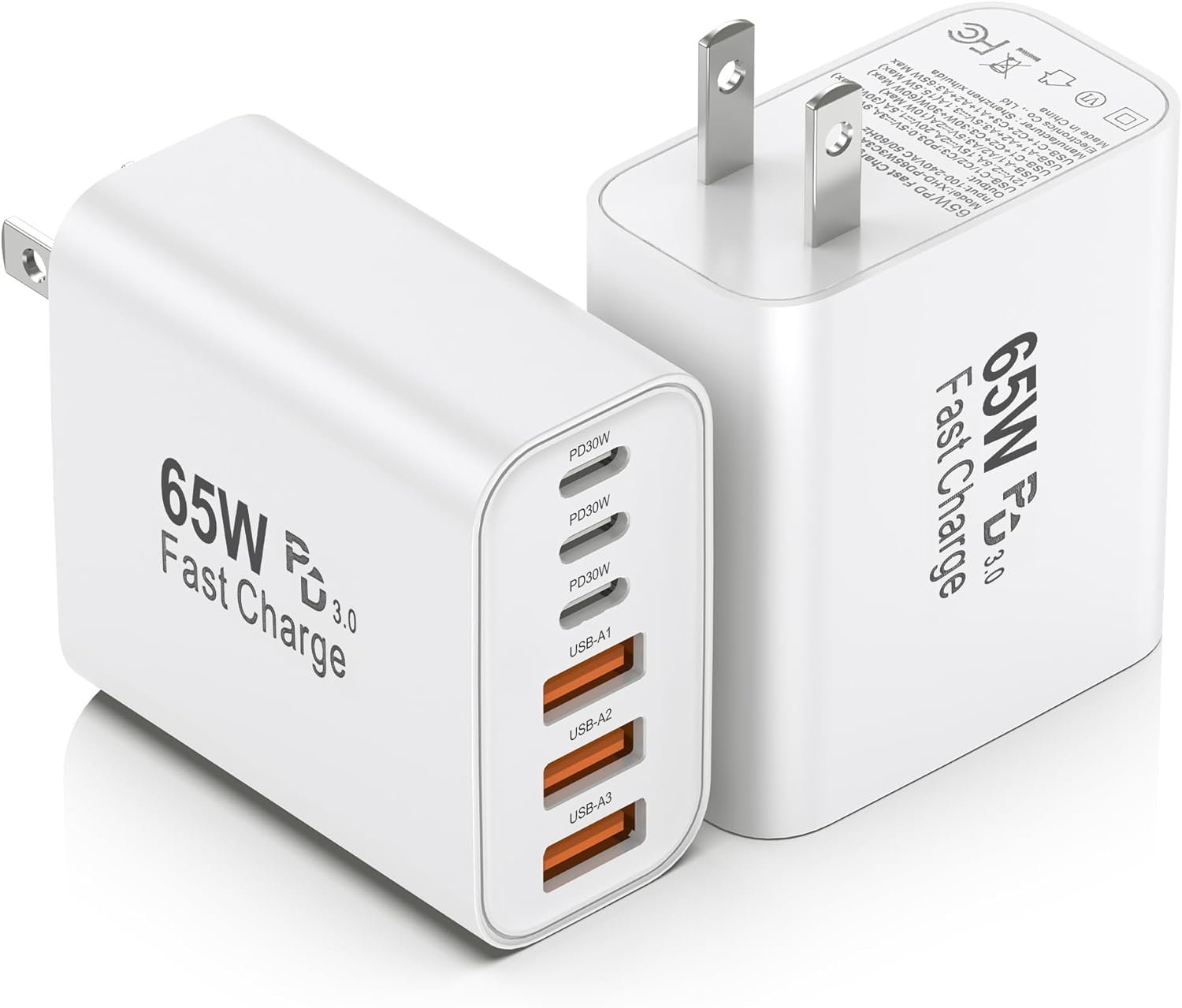 USB C Charging Blocks, 65W USBC Wall Fast Charger Block, Type C iPhone USB C Charger Fast Charging Brick, 6-Port Multiport Charger Plug Power Adapter for iPhone 17/16/15/14/Pro Max, GalaxyS25 26,iPad