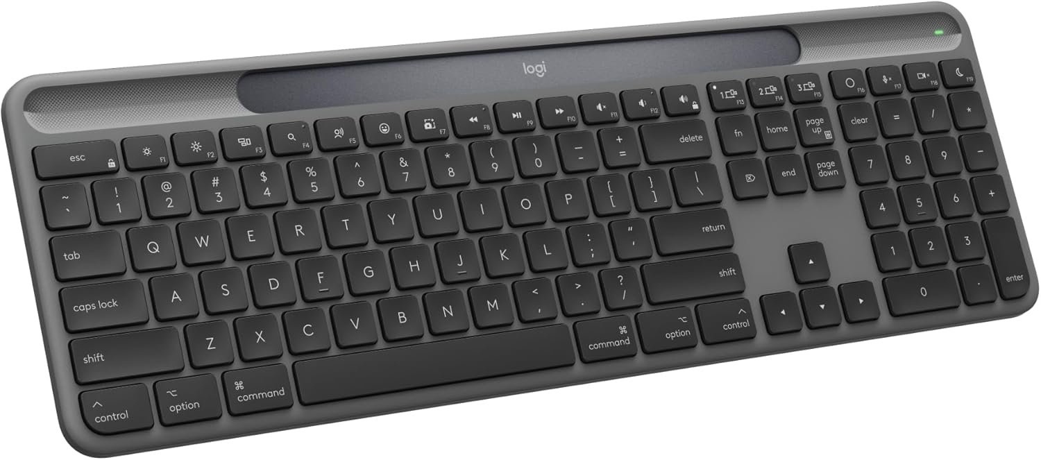 Logitech Signature Slim Solar+ Wireless Bluetooth Keyboard K980 for Mac, Solar and Artificial Light Powered, Up to 10 Years Battery Life, Customizable Keys – Graphite