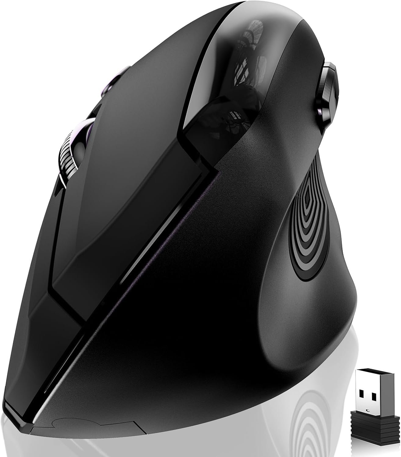 memzuoix Ergonomic Wireless Mouse, 2.4G Optical Cordless, 800/1200/1600 DPI, Vertical Computer Mouse for Laptop, Mac, PC, Desktop (Right Hand, Large) – Black