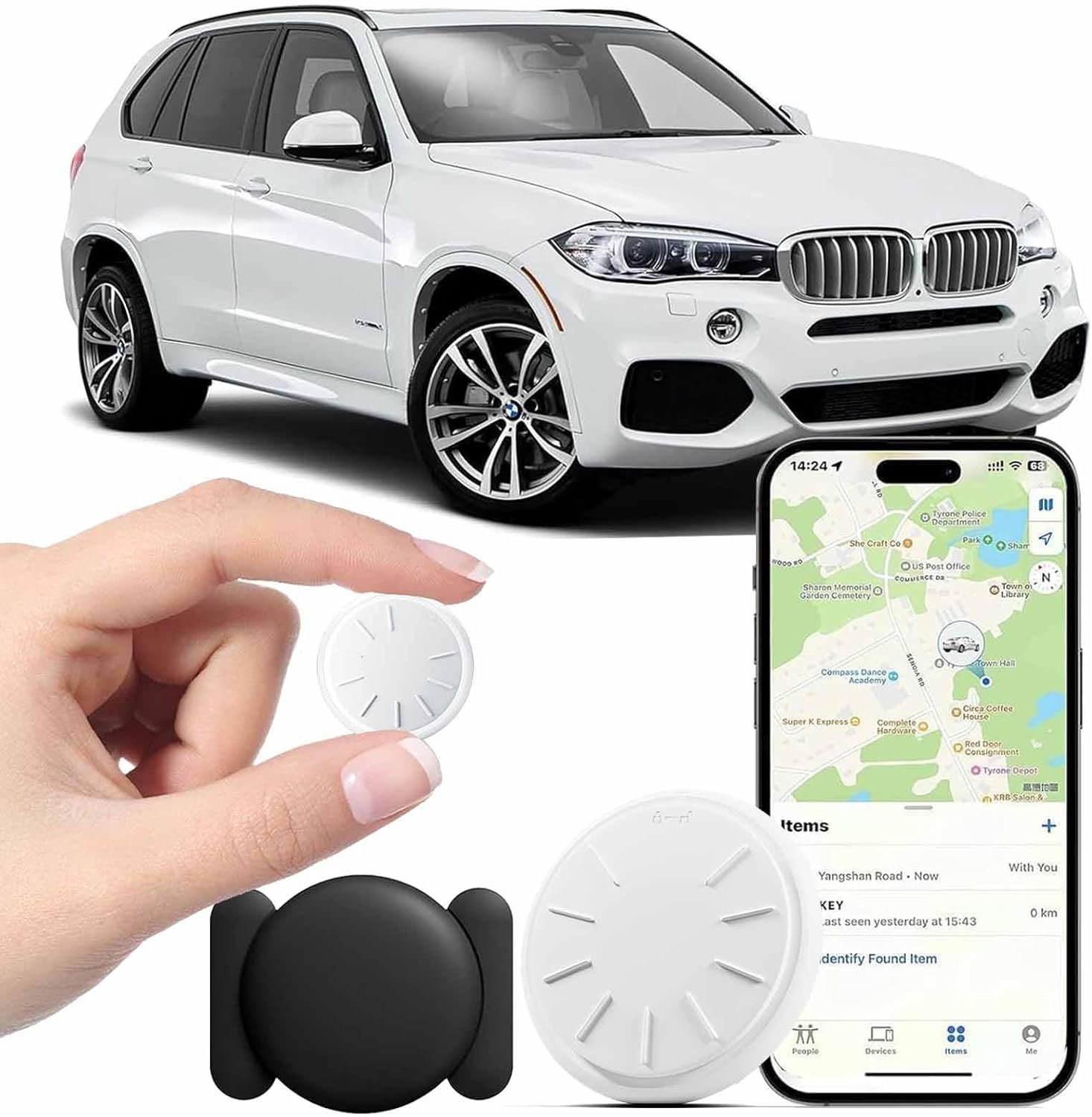 Tracker Device for Vehicles,1PCS Mini Hidden Car Tracker with Magnetic Case,No Monthly Fee Real Time GPS Car Tracker Works with Apple Find My (iOS Only),for Car/Person/Pet/Items (1PCS)
