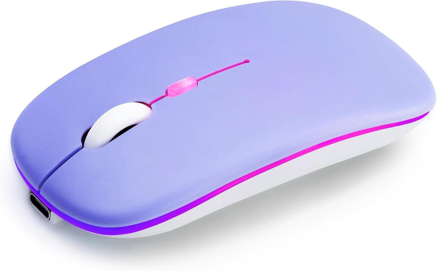 Wireless Bluetooth Mouse Rechargeable Long Lasting Dual Mode – BT 5.2 & 2.4G Silent RGB LED Mice, Slim Portable Ergonomic Mouse for Laptop/PC/Tablet/MacBook/iPad/Apple Devices(Purple)