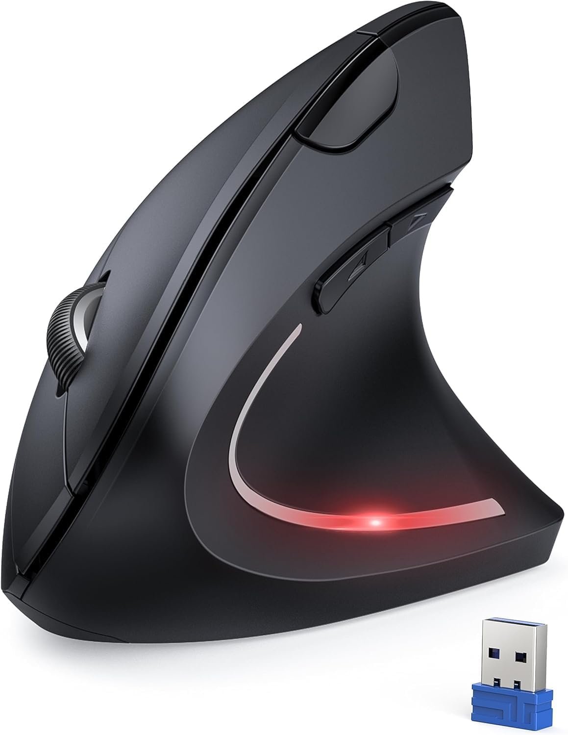 TECKNET 2.4G Ergonomic Mouse Vertical Wireless – 4800 DPI Optical Carpal Tunnel Mouse Right Hand, 5 Adjustable DPI, Quiet Clicks, 6 Buttons for Laptop, Desktop, PC, Computer – Black