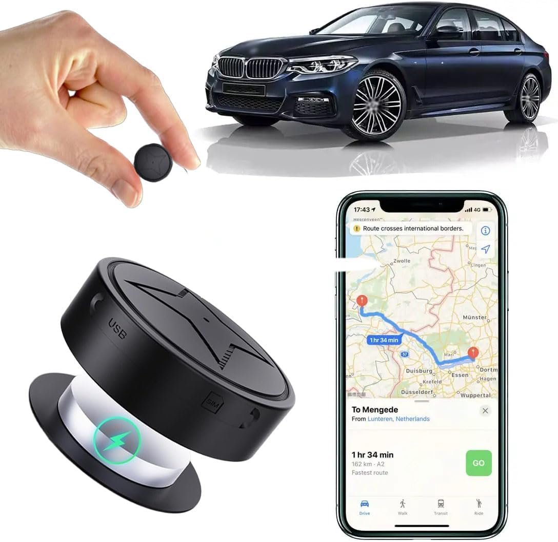 GPS Tracker for Vehicles, Strong Magnetic Car Vehicle Tracking Anti-Lost, No Monthly Fee, No Subscription, Multi-Function GPS Mini Locator with Free App (PG12-18)