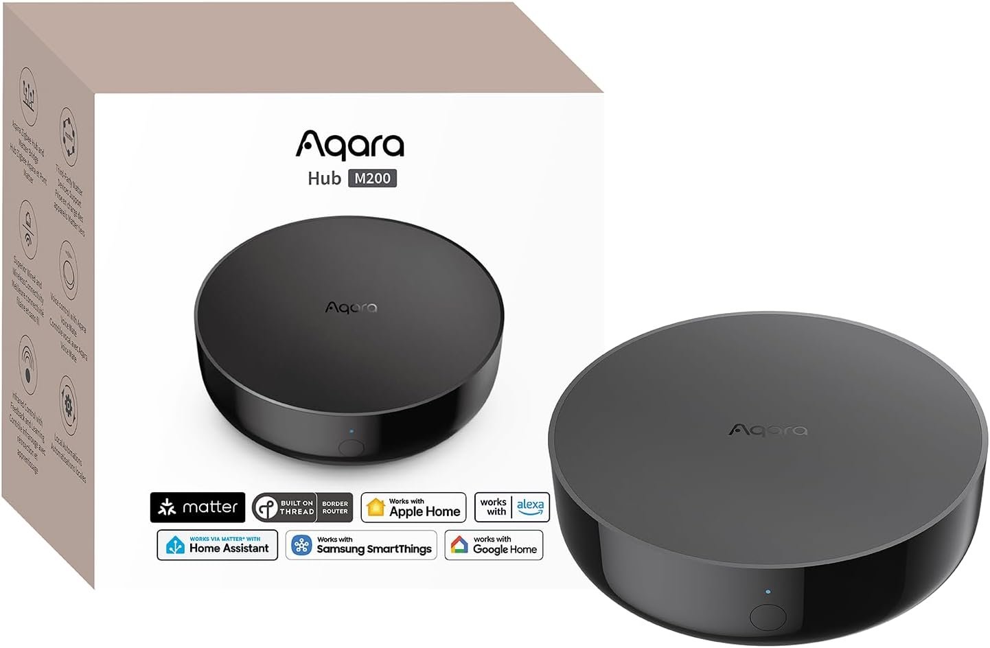 Aqara Smart Hub M200, Matter Controller, Thread Border Router, Featuring Aqara Zigbee, Bluetooth, Wi-Fi, PoE, IR, Supports Amazon Alexa, Apple HomeKit, Home Assistant, SmartThings, Google Home