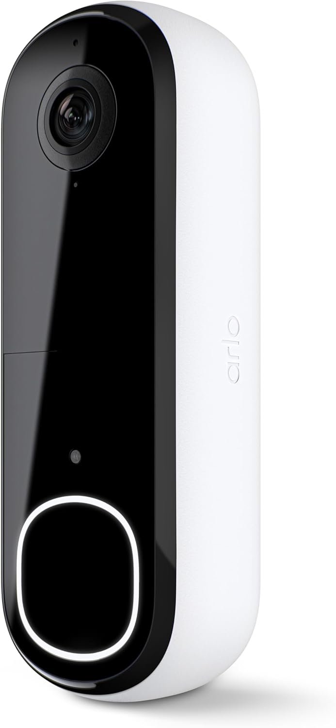 Arlo Video Doorbell HD | 2nd Gen | Wireless/Wired Option, 2-Way Audio, Night Vision, Head to Toe Video View, Integrated Siren | Live Stream | Real Time Notifications |180 Deg Wide View, White
