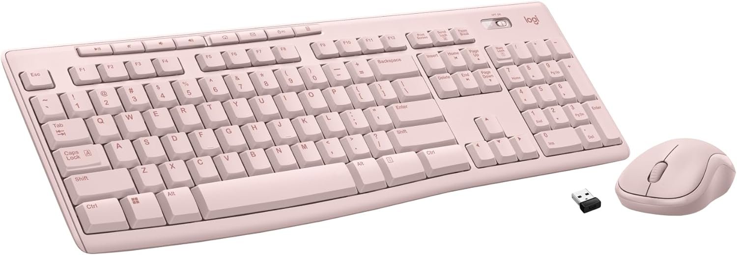 Logitech MK270 Wireless Keyboard and Mouse Combo for Windows, 2.4 GHz Wireless, Compact Mouse, 8 Multimedia and Shortcut Keys, 2-Year Battery Life, for PC, Laptop – Rose