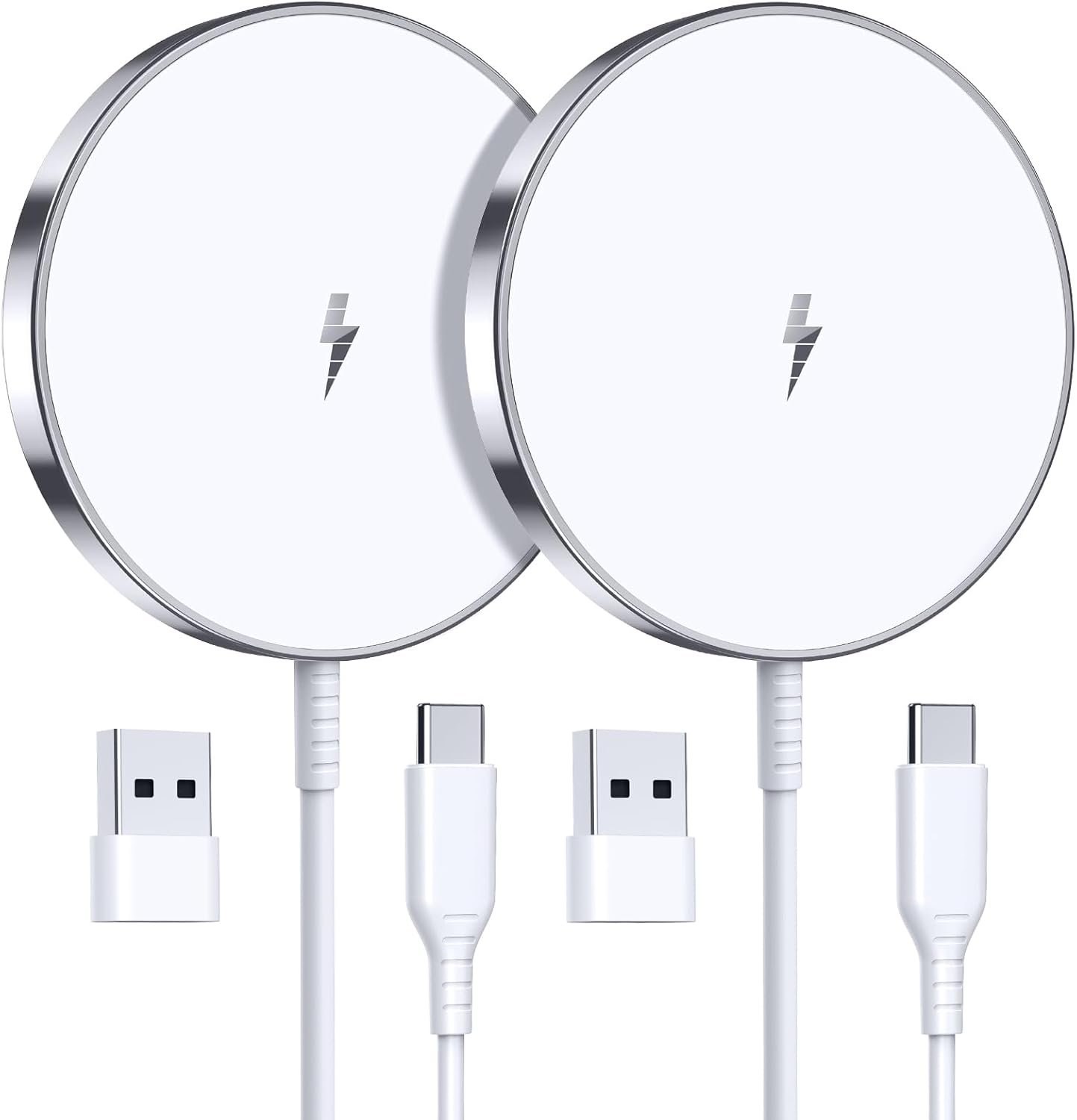 Magnetic Wireless Charger 15W Fast Mag Safe Charger for Cell iPhone 17 Pro Max/17 Pro/17 Air/17/16/15/14/13/12 Series 2 Pack Charging Pad for AirPods 3/2/Pro 2/Pro Mag-Safe Original Replacement